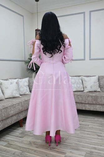 فستان ميدي بأكمام ربط