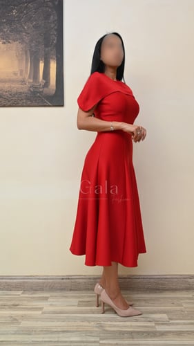 فستان ميدي كلوش اكتاف