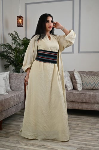 جلابية قطعتين بحزام مطاط