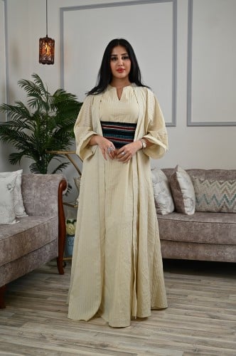 جلابية قطعتين بحزام مطاط