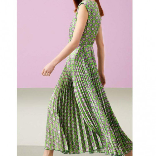 فستان حرير بلسيه اللون أخضر و موف Jus De PoMMes