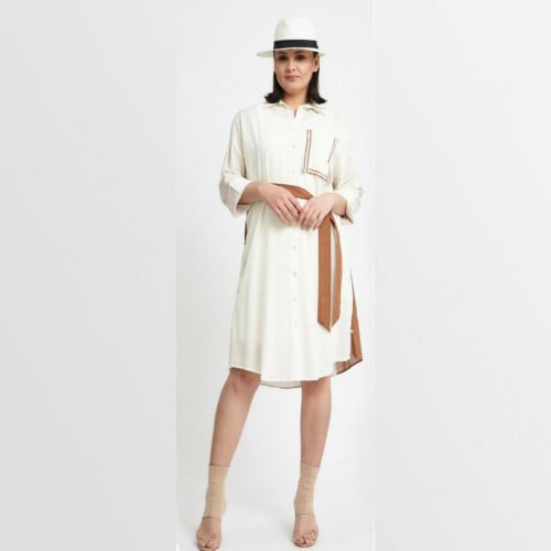 فستان أبيض و بني Verda