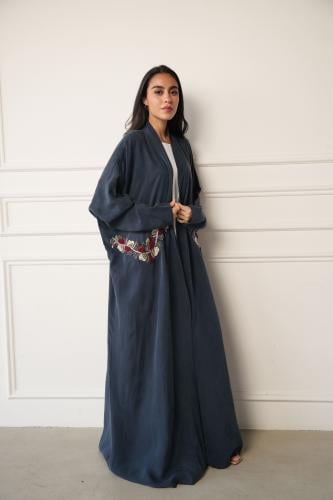 A black luxury abaya with hand embroidery
