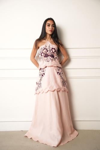 A pink dress from the Eid collection with stunning hand embroidery