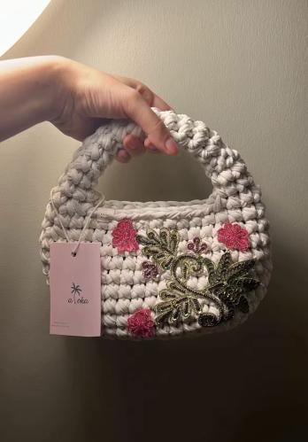 Flowers handbag - creamy white