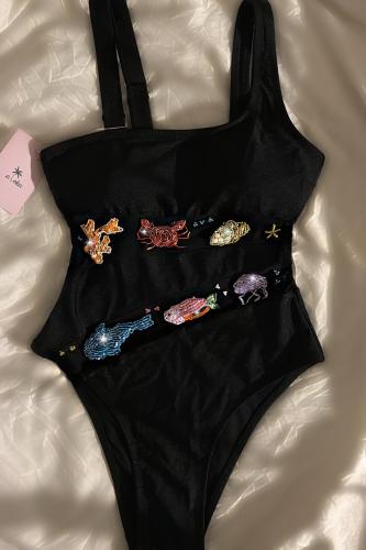 Black swimwear- sea creatures
