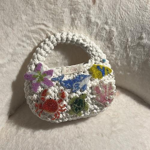 Beaded Beach vibes handbag - white