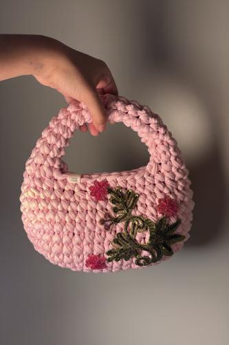 Flowers handbag- baby pink
