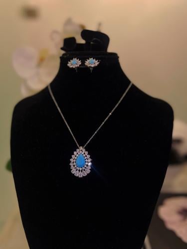 طقم زيركون - فضي