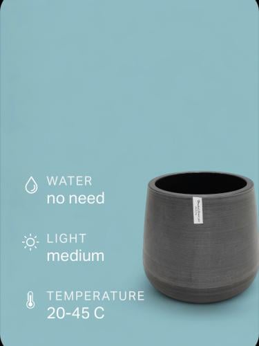 حوض زرع بلاستيكي رمادي وسط