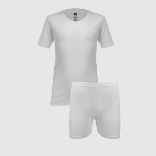 طقم ولادي قطن نصف كم مع شورت