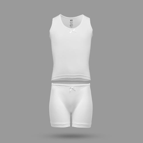 طقم بناتي قطن علاقي عريض