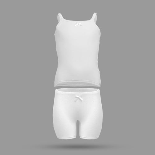 طقم بناتي قطن جاكار ( نقشة متعرجة )