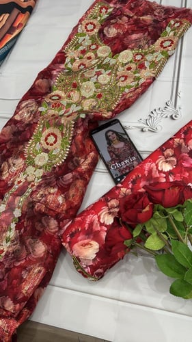 شيفون زري مع بطانة حرير ايطالي موديل دبل اكمام مع...