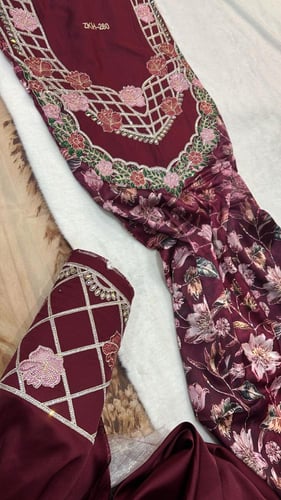 حرير ايطالي مطرز ومتروس كرستال مع البطانه