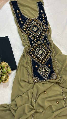 الموديل البلوشي شيفون على مخمل شغل يدوي فاخرر مع ش...