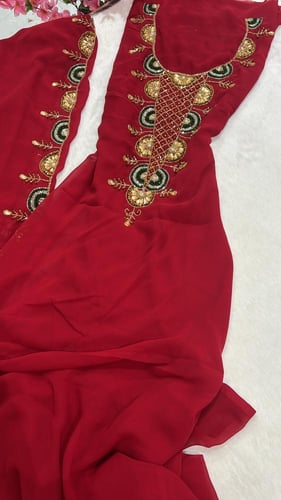 شيفون شغل يدوي فاخر مع بشت شيفون شغل يدوي خرز