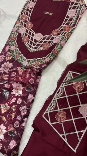 حرير ايطالي مطرز ومتروس كرستال مع البطانه