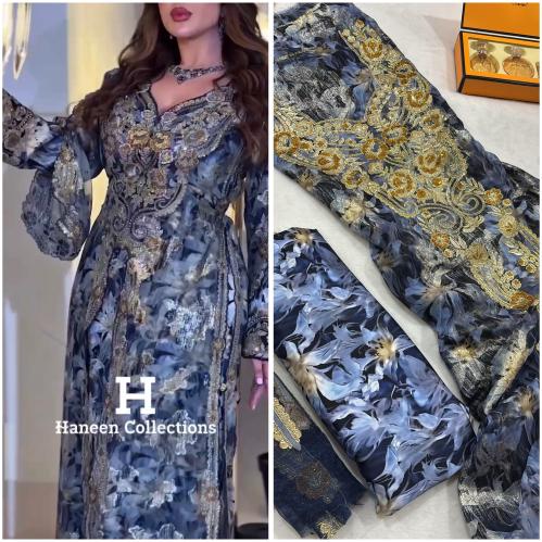 شيفون زري وحرير ايطالي موديل القطعتين مطرز ومتروس...