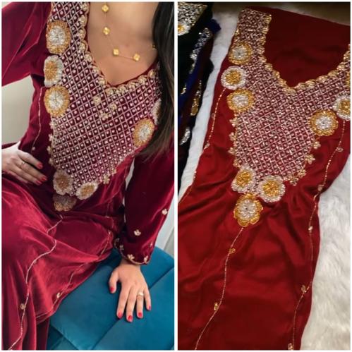 مخمل شتوي شغل يدوي سلسله