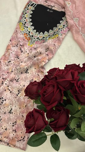 حرير ايطالي شغل بادله مطرز ومتروس كرستال مع شيله ك...