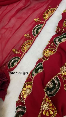 شيفون شغل يدوي فاخر مع بشت شيفون شغل يدوي خرز