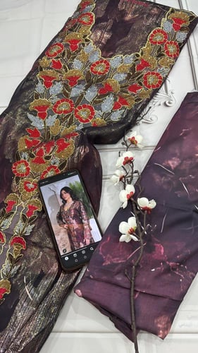 شيفون زري مع بطانة حرير ايطالي موديل دبل اكمام مع...