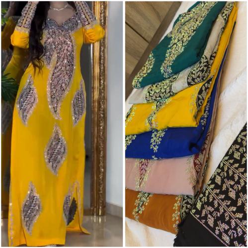 حرير الماس موديل السروال مطرز ومتروس كرستال وتطريز...