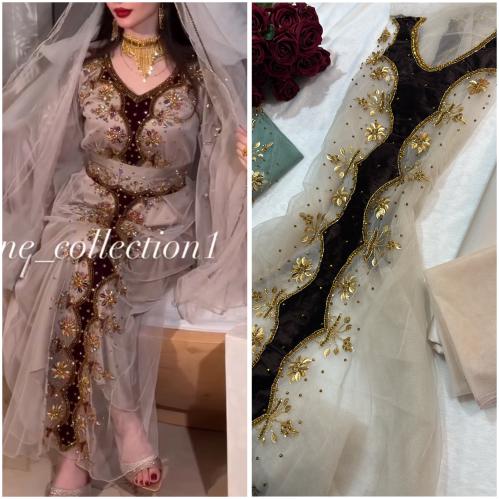 تور شغل يدوي فاخر ومخملي لتحت مع بطانه حرير ايطالي...