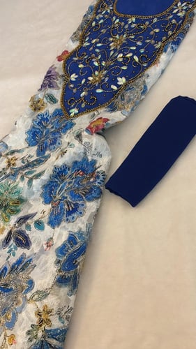 شيفون تركي جاكار فاخر شغل يدوي مع الشيله