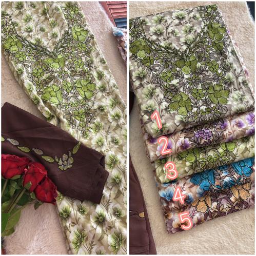 حرير اندنوسي مخرم ومطرز ومرصع بالكرستال مع الشيله