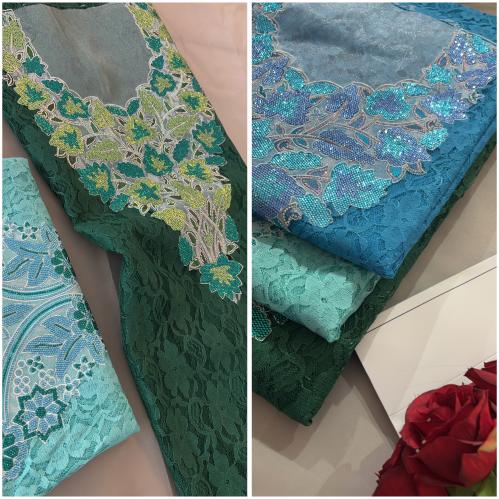 دانتيل مطرز ومتروس كرستال (بدون بطانه)