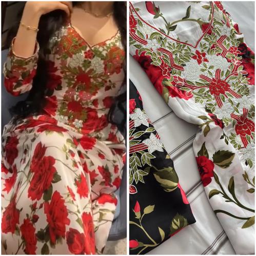 حرير ايطالي ملكي مطرز ومتروس كرستال