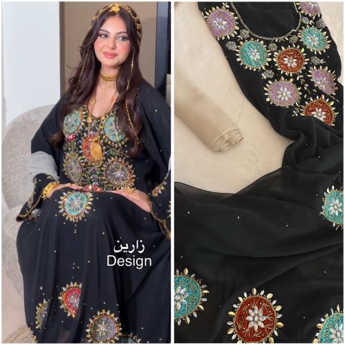 شيفون شغل يدوي كامل مع شيله ساده