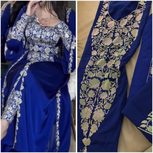 حرير الماس مع بشت شيفون موديل السروال بحزام متروس...