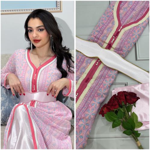 قفطان مغربي شيفون مع بطانه وحزام