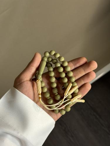 Olive-colored Bakelite prayer beads - Custom-made...