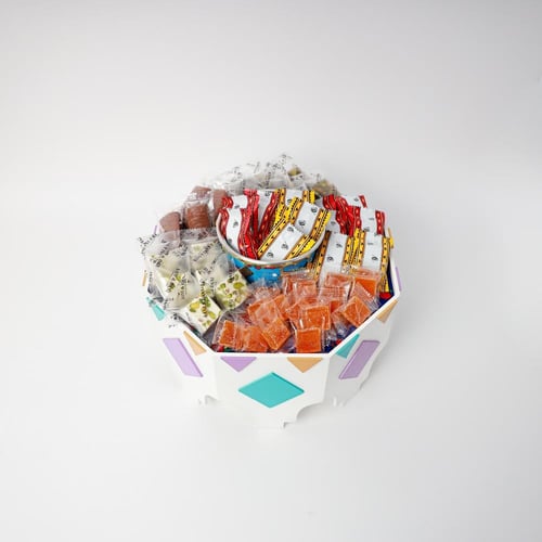 صينية قرقيعان هندسية أبيض