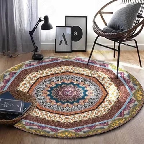 VIKAMA سجادة مستديرة قسط العرقية خمر الفارسي البوه...