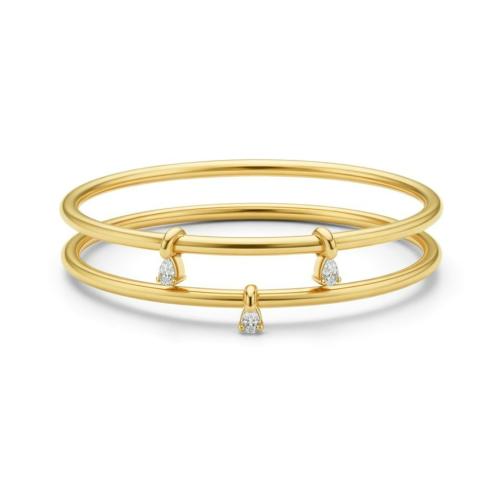 خاتم ذهب عيار 18 بتوازن مزدوج وألماس دمعة