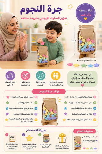 جرة النجوم الخشبية | وسيلة تعزيز السلوك الإيجابي ل...