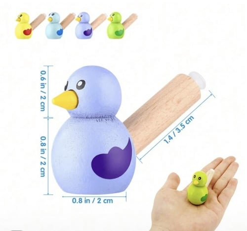 2 قطعة صافرة خشبية ملونة على شكل طائر صغير