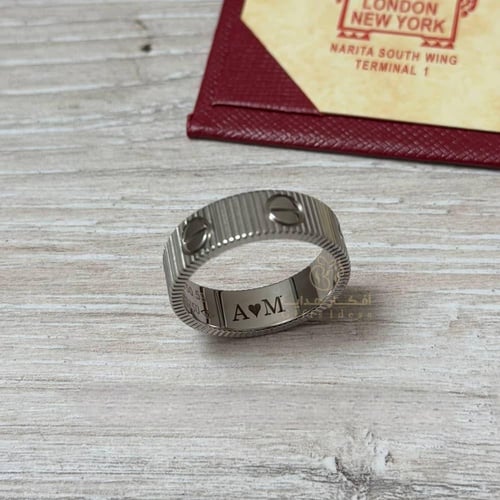 دبلة كارتير رجالي مخطط فضة عيار 925