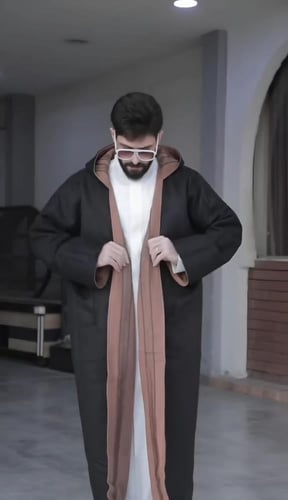 فروه رجالي وجهين (دبل فيس) بني واسود