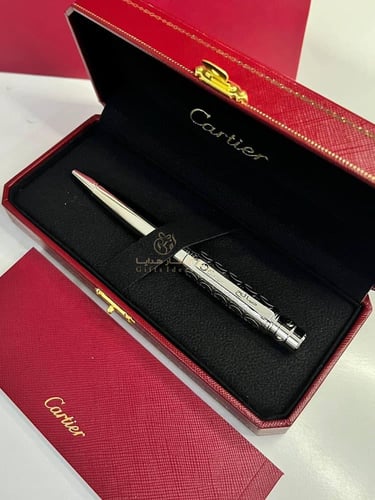 قلم سانتوس كارتير الفضي بالاسم