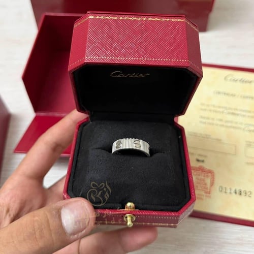 دبلة كارتير رجالي مخطط فضة عيار 925