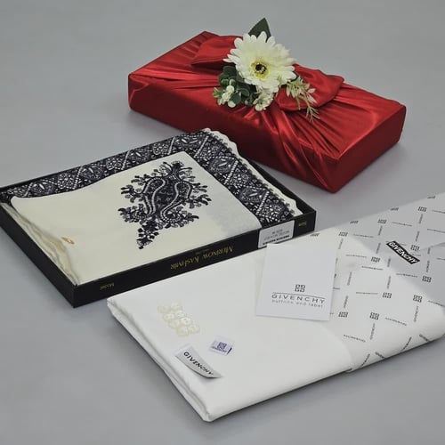 طقم الشتاء الرجالي قماش جفنشي ابيض شتوي و شال كشمي...