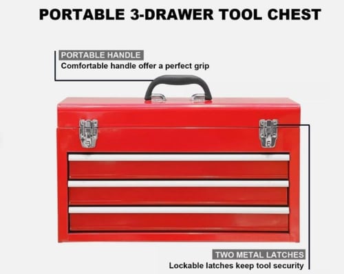 big red tool box-صندوق عده معدني