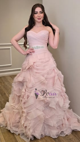 فستان الأميرات الراقي بتفاصيل الكشكشة وخصر مرصع با...