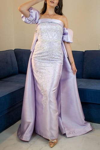 فستان سهرة تيفاني طويل بتطريز فخم